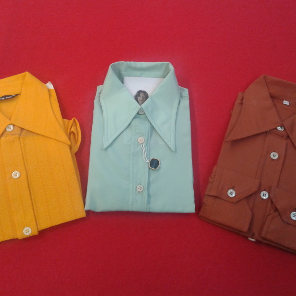 Camicia arricciata color ruggine anni '70 vintage